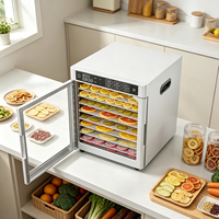 Dubbellaagse roestvrijstalen fruit- en groentedroger met elektronische bediening, 30-85 graden regelbare temperatuur, 360 graden cyclische verwarming voor