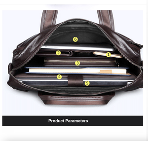 Sac à main pour ordinateur portable en cuir de vache véritable Andong pour hommes, sac de voyage d'affaires, sac à main de grande capacité, sac à bandoulière décontracté - Product Image 4