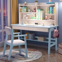 Escritorio de Estudio Ergonómico de Madera Maciza para Niños con Estantería Integrada y Gestión de Cables para Dormitorio u Oficina en Casa