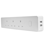 Amazon dan Google UK Soket Ekstensi Wifi Pintar Iot Kontrol Jarak Jauh Strip Daya Wifi Pintar dengan 3 Outlet 2 Usb