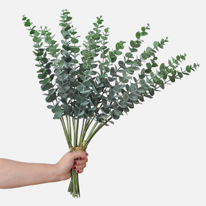 5 Steli <span class=keywords><strong>di</strong></span> Foglie <span class=keywords><strong>di</strong></span> Eucalipto Artificiali Annodate a Mano, Fiori in <span class=keywords><strong>Plastica</strong></span> 30-100cm per Decorazioni Interne - Product Image 1