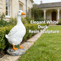 Statue de canard blanc 29 cm en résine écologique, ornement fantaisie pour jardin et bureau, décoration extérieure pour cour, patio, maison MIYUE