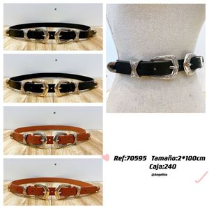 Cintura in Vera Pelle 100cm Nera Marrone con Fibbia Argento Moda Donna Uomo - Product Image 1