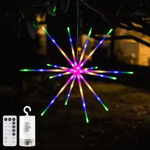 Newish Kunststoff rohr Fernbedienung Timer Kupferdraht 4 Farben Wechsel LED med Starburst Feuerwerk Meteor Lichter