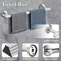 Ensemble de toilette pour hôtel HOMEDEC de qualité supérieure, écologique, en acier inoxydable 304, 8 pièces, accessoires de salle de bain à fixation murale