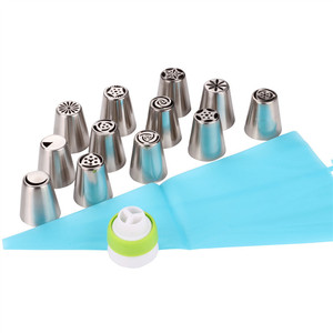 14 Piece Stainless Steel Piping Tips Flower Shapes Reusable Cake Decorating Supplies with Converter and 35cm Piping Bag - Product Image 2