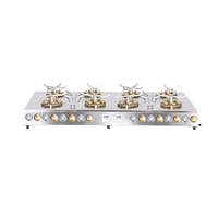 Cuisinière Intelligente Commerciale In-Smart Fierce Fire, Cuisinière à Gaz Multi-Têtes (4 Brûleurs), 4 Pots à Riz, Commande par Bouton Poussoir, 110-240V, 1 Cuisine