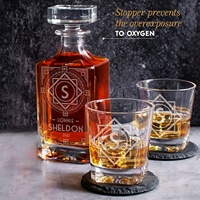 Decantador de Cristal Cuadrado Personalizado al por Mayor de 750 ml para Licor, Vodka, Whisky, con Tapón de Cristal para Whisky, Vino y Brandy