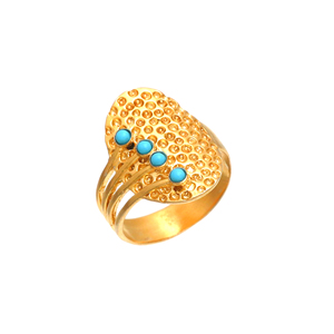 Anillo Ajustable de Plata de Ley 925 Chapado en Oro de 18k con Turquesa, Diseño Moderno para Mujer, Unisex, para Boda, Compromiso, Fiesta - Product Image 1