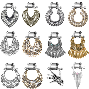 Tunnels d'<span class=keywords><strong>oreille</strong></span> en <span class=keywords><strong>acier</strong></span> <span class=keywords><strong>chirurgical</strong></span> de 2 pièces, bouchons de perçage, jauges de tunnel de chair, boucles d'oreilles, civière - Product Image 6