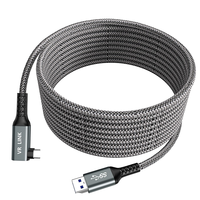Cable USB3.2 Gen 1 de 5 Metros (16 Pies) con Carga Rápida de 3A, USB a Tipo C, Ángulo Recto, Cable de Datos Trenzado para Computadora