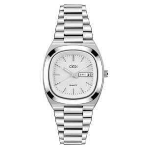 Goldie Montre à quartz ovale de niche pour femme Montre-bracelet étanche en acier massif de grande valeur avec double cadran calendrier - Product Image 2