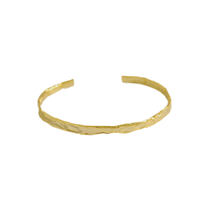 Sterling <b>Silver</b> Women's Fashion <b>Bracelet</b> Irregular Concave Convex Surface with Gold Foil Pattern Smart <b>Bangles</b> - Product Image 4