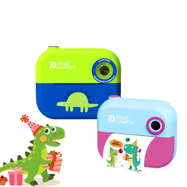 Newest Fun Print Instant Digital Camera 1080P Dual Lens Selfie Mini Waterproof Kids Photography Camera with Filter MP3 MicroSD