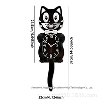 Horloge murale silencieuse de style européen en acrylique, thème chat, luxe haut de gamme, pour salon, créative, vente en gros