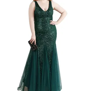 2022 New Plus Size Sleeveless Cocktail Dress Double V-Neck Mermaid Party dress