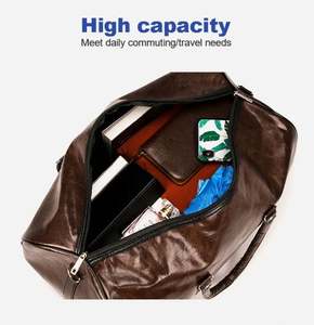 High Quality Fashion Duffle Bag PU Leather <b>Waterproof</b> Travel Bag for Business <b>Men</b> Tote Large Capacity Weekend Bag - Product Image 2