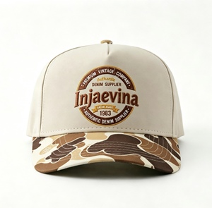 Custom Embroidery Hat Vintage <b>Camo</b> Brim Baseball <b>Cap</b> with Custom Embroidery Retro Style Adjustable Snapback Trucker Hat - Product Image 1