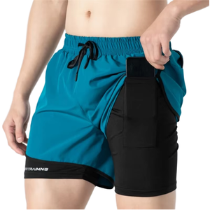 Men's Elastic Waist Solid <b>Mid</b> Shorts with Hidden Pocket Quick Drying for Sports Gym Running Workout Cycling Jogging - Product Image 1