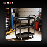 Armoire de garage roulante légère TOMAC, chariot à outils à 3 étagères, chariot utilitaire compact en acier avec roues