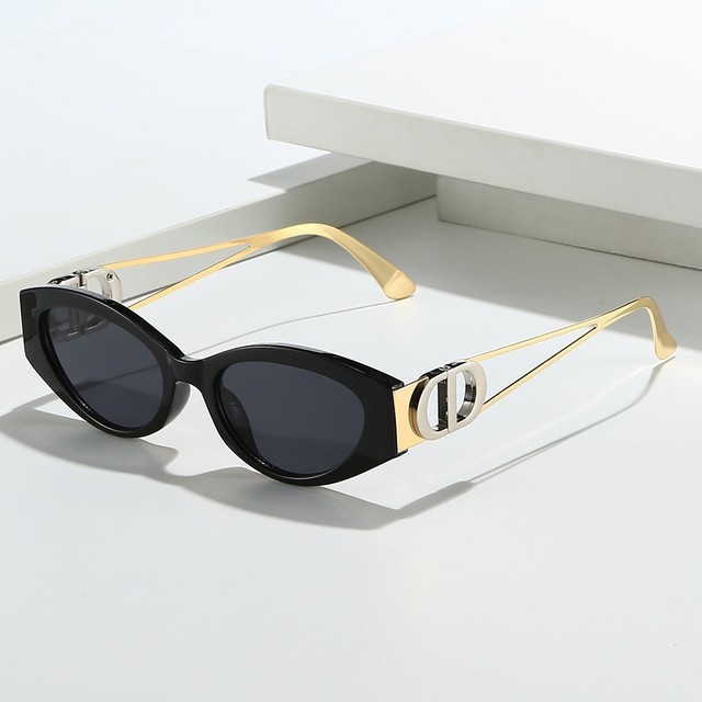 Cat's Eye Sunglasses UV400 Protection Full Rim Comfortable Women's Men's Leopard Pattern Metal Legs High Texture Street