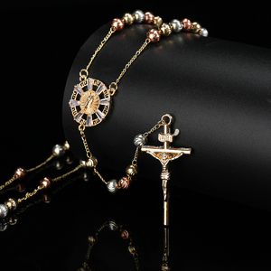 <span class=keywords><strong>Collana</strong></span> <span class=keywords><strong>Rosario</strong></span> Religiosa con Perline da 6mm Placcate <span class=keywords><strong>Oro</strong></span> 18k, Pendente della Vergine Maria di Guadalupe, <span class=keywords><strong>Collana</strong></span> con Croce del <span class=keywords><strong>Rosario</strong></span> - Product Image 1