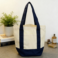 Sac fourre-tout en toile personnalisé - Sac de courses réutilisable en coton écologique avec logo personnalisé, poche avant et poignées main/épaule