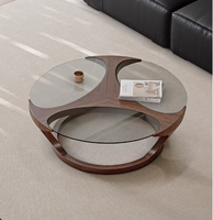 Table basse en bois massif avec bordure en écorce d'arbre, style moderne, pour salon, OE HOME