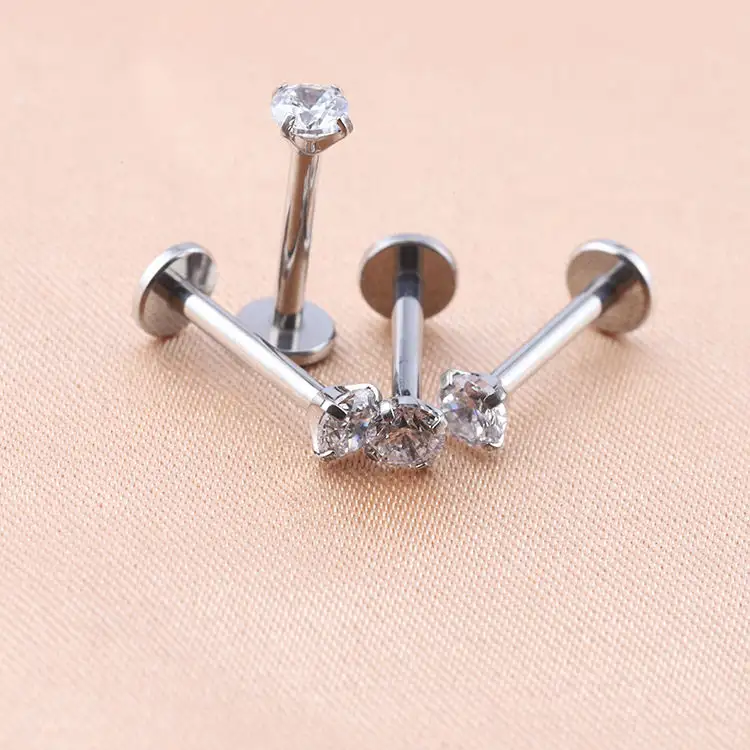 Piercing à lèvres en titane pour femmes, ensemble de broches en Zircon, sans fil, Piercing Labret, bijoux pour femmes