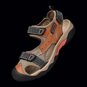 Sandales de randonnée de haute qualité à lacets en cuir et en mesh, chaussures décontractées à pieds nus pour hommes - Product Image 3