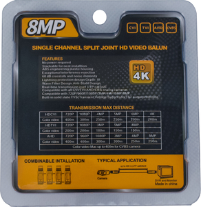 1通道高清8MP闭路电视摄像机无螺钉无源视频巴伦收发器，带监视器 (VB721PH) - Product Image 6