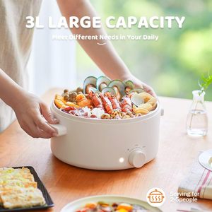 Olayks Electric Hot Pot Portable ABS Body Mechanical Control 700W Multi-functional <strong>Romen</strong> Cooker Steak Pasta Ramen Quick Heating - Product Image 5