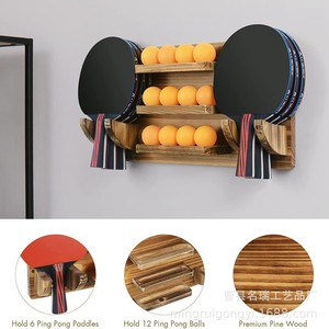 Wooden Ping Pong Paddle <b>Storage</b> <b>Rack</b> 42x22x10cm Wall Mounted Living Room Display <b>Rack</b> For Neatening - Product Image 5