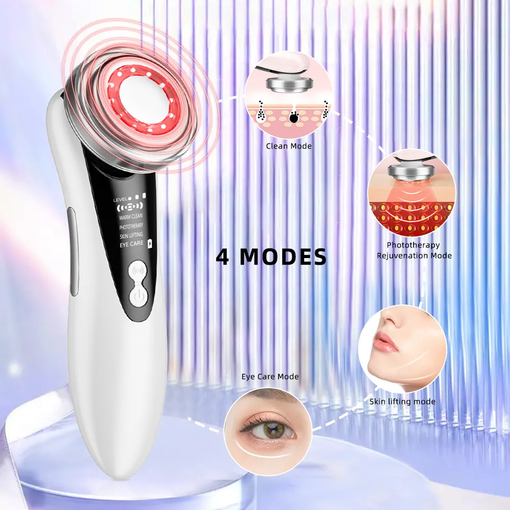 Usine de Shenzhen Nouvelle Beauté Usage Domestique Marque Privée Portable Beauté 5 En 1 Photon Led Lumière Lifting Visage Masseur Dispositif