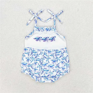 Vêtements d'été pour enfants, tenues décontractées avec broderie de tortue de mer bleue, ensembles de shorts de boutique, ensembles assortis pour frères et sœurs, bébés, filles et garçons - Product Image 3