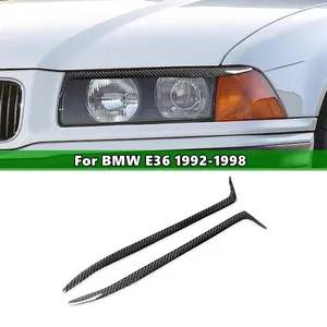 ฝาครอบตกแต่งไฟหน้ารถยนต์คาร์บอนไฟเบอร์ 1 คู่ สำหรับ BMW E36 ปี 1992-1998 สติ๊กเกอร์ติดฝาครอบไฟหน้า - Product Image 1