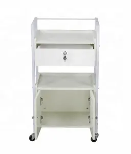 White Wooden Spa Salon Massage Trolley With Lock Beauty Tools Collecting Salon Facial Trolley