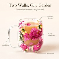 Mug à café en verre 9-12oz, forme ovale, double paroi, motif floral - Tasse isolante en borosilicate pour boissons chaudes et froides, maison et bureau