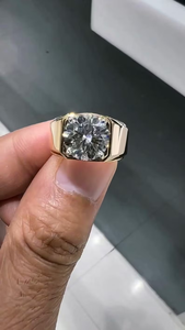 Anillo de Sello con Diamante Cultivado en Laboratorio de 3CT, Oro Amarillo de 14K, Anillo de Hombre, Joyería Fina de Lujo, Regalo - Product Image 2