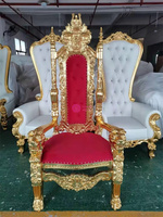Chaises de mariage classiques Lion Roi et Reine, Trône de Reine Baroque, Trône de Roi
