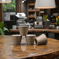 Ensemble de tasses à thé et à café en argile classique vintage turque soucoupes de style arabe gravées au sable pour boissons