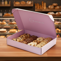 Boîte pliante pour biscuits personnalisée avec logo en or estampé, laminage mat, recyclable, rose, pour l'expédition de produits alimentaires, emballage de boulangerie, petite taille