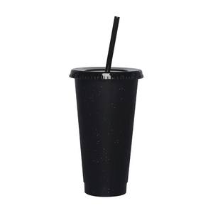 Bicchiere da Caffè in Plastica Riutilizzabile da 24oz, Senza BPA, Ecologico, Personalizzabile, con Coperchio Glitterato e Cannuccia per Bevande Fredde - Product Image 3