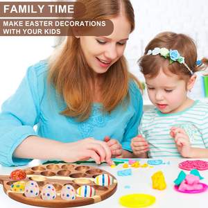 Vassoio per uova alla diavola 24 fori, vassoio per uova con diavolo in legno di Acacia reversibile, salumi rotondi spessi piatti per uova alla diavola - Product Image 4