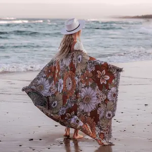 Ins nuevo diseño bohemio personalizado algodón tejido manta jacquard tapiz picnic Manta