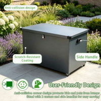 Boîte de rangement extérieure mobile 520L, panneau imperméable monobloc, couvercle en acier galvanisé résistant à la rouille, boîte de rangement pour jardin