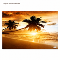 Décoration Murale Panoramique en Acrylique Imprimée UV, Paysage de Plage au Coucher du Soleil, 60x24 Pouces, Panneau de 5mm, pour Salon au-dessus du Canapé, Taille Personnalisée