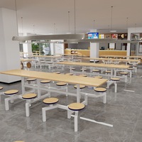 Table et chaises de cantine scolaire en acier, design moderne, personnalisable, pour 4 à 8 personnes, restaurant