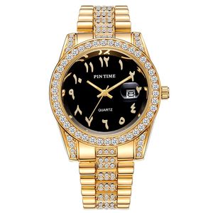 Reloj de Cuarzo para Hombre, Estilo Ejecutivo Hip Hop, con Correa de Acero, Escala Romana, Completamente Decorado con Diamantes, Resistente al Agua - Product Image 3