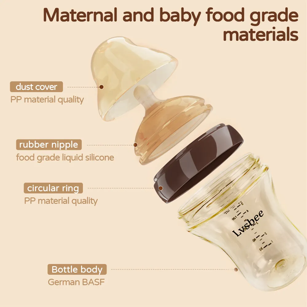 زجاجة رضاعة مضادة للكوليك من PPSU 5 أونصة/160 مل للأطفال حديثي الولادة خالية من مادة BPA واللاتكس زجاجة رضاعة ببطء متدفق